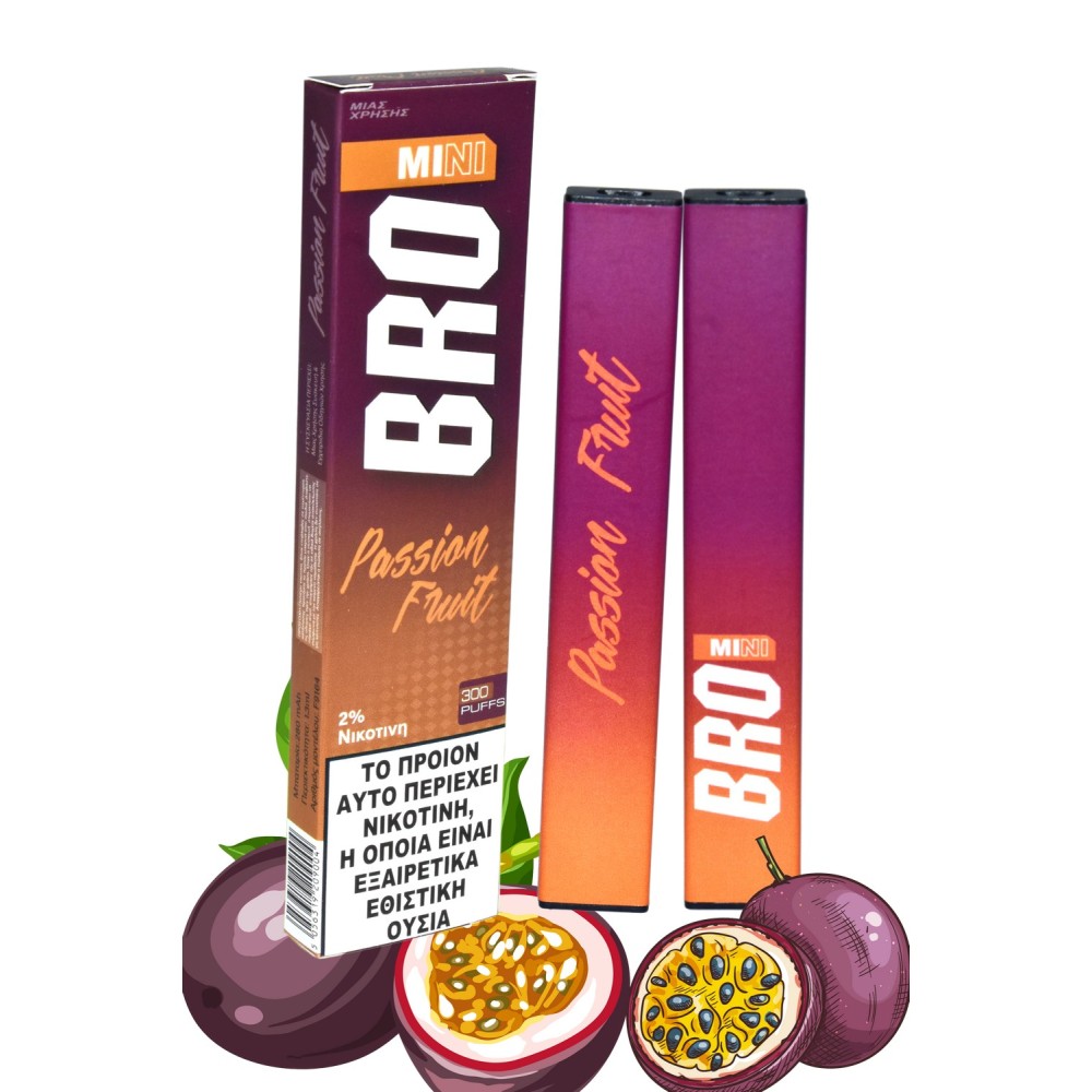 BRO Twist Mini Passion Fruit Disposable Pen Kit 2ml με Ενσωματωμένη Μπαταρία 300puffs 1τμχ