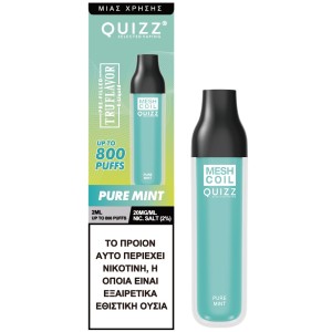 Quizz Vape μιας χρήσης QD43 2% nic 800 puff Pure Mint