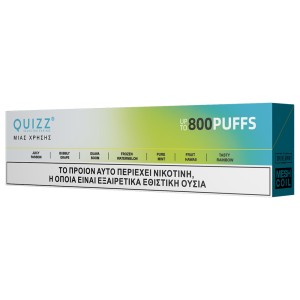 Quizz Vape μιας χρήσης QD61 2ml 0mg 800 puff Pure Mint