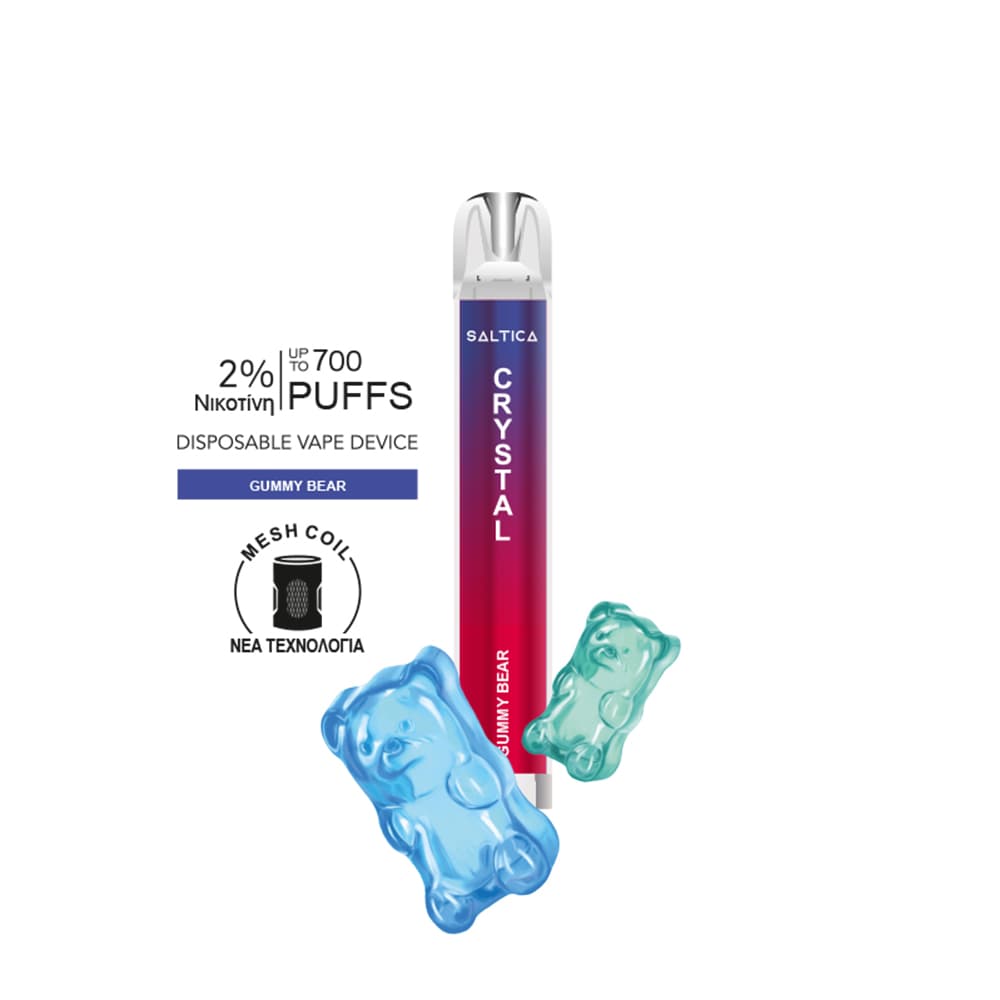 Saltica Crystal vape μιας χρήσης Gummy Bear 700 puffs 2ml 2%nic Saltica Crystal vape μιας χρήσης Gummy Bear 700 puffs 2ml 2%nic