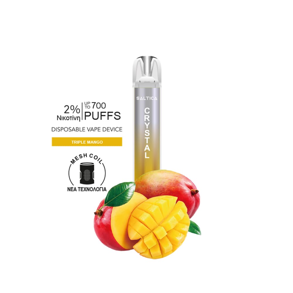 Saltica Crystal vape μιας χρήσης Triple Mango 700 puffs 2ml 2%nic Saltica Crystal vape μιας χρήσης Triple Mango 700 puffs 2ml 2%nic