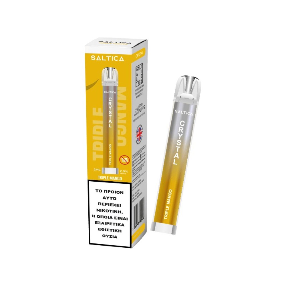 Saltica Crystal vape μιας χρήσης Triple Mango 700 puffs 2ml 2%nic Saltica Crystal vape μιας χρήσης Triple Mango 700 puffs 2ml 2%nic