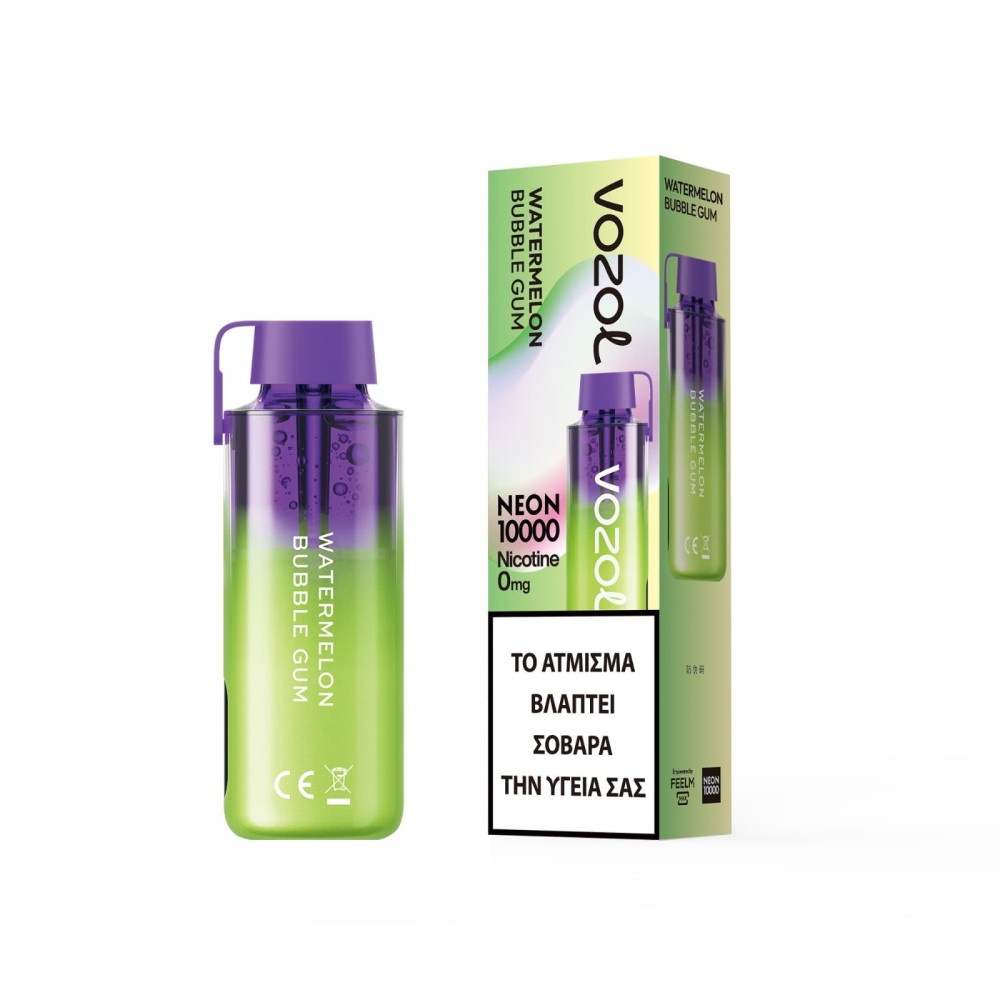 Vozol Neon 10000 Vape μιας χρήσης 10ml 0% mg 10.000 puffs Watermelon Bubblegum Vozol Neon 10000 Vape μιας χρήσης 10ml 0% mg 10.000 puffs Watermelon Bubblegum