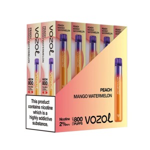 Vozol Neon 800 Vape μιας χρήσης 2ml 2% mg 800 puffs Peach Mango Watermelon