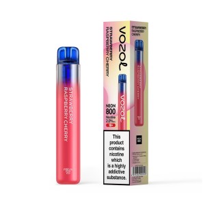 Vozol Neon 800 Vape μιας χρήσης 2ml 2% mg 800 puffs Strawberry Rasberry Cherry