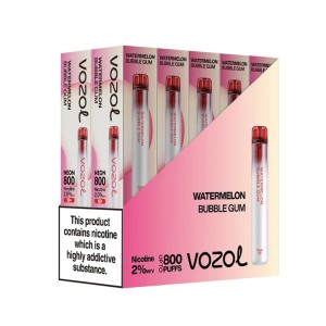 Vozol Neon 800 Vape μιας χρήσης 2ml 2% mg 800 puffs Watermelon Bubblegum